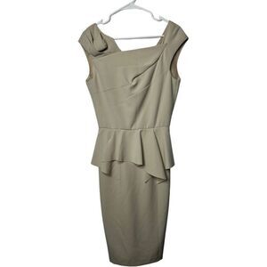 Rinascimento Italy Cream Peplum Knee Length Dress Size M Clean Girl Old Money